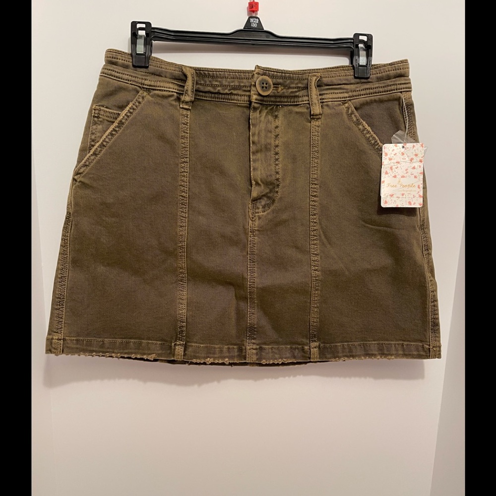 We The Free Denim Mini Skirt Antique Brass, size 30” (L) NWT